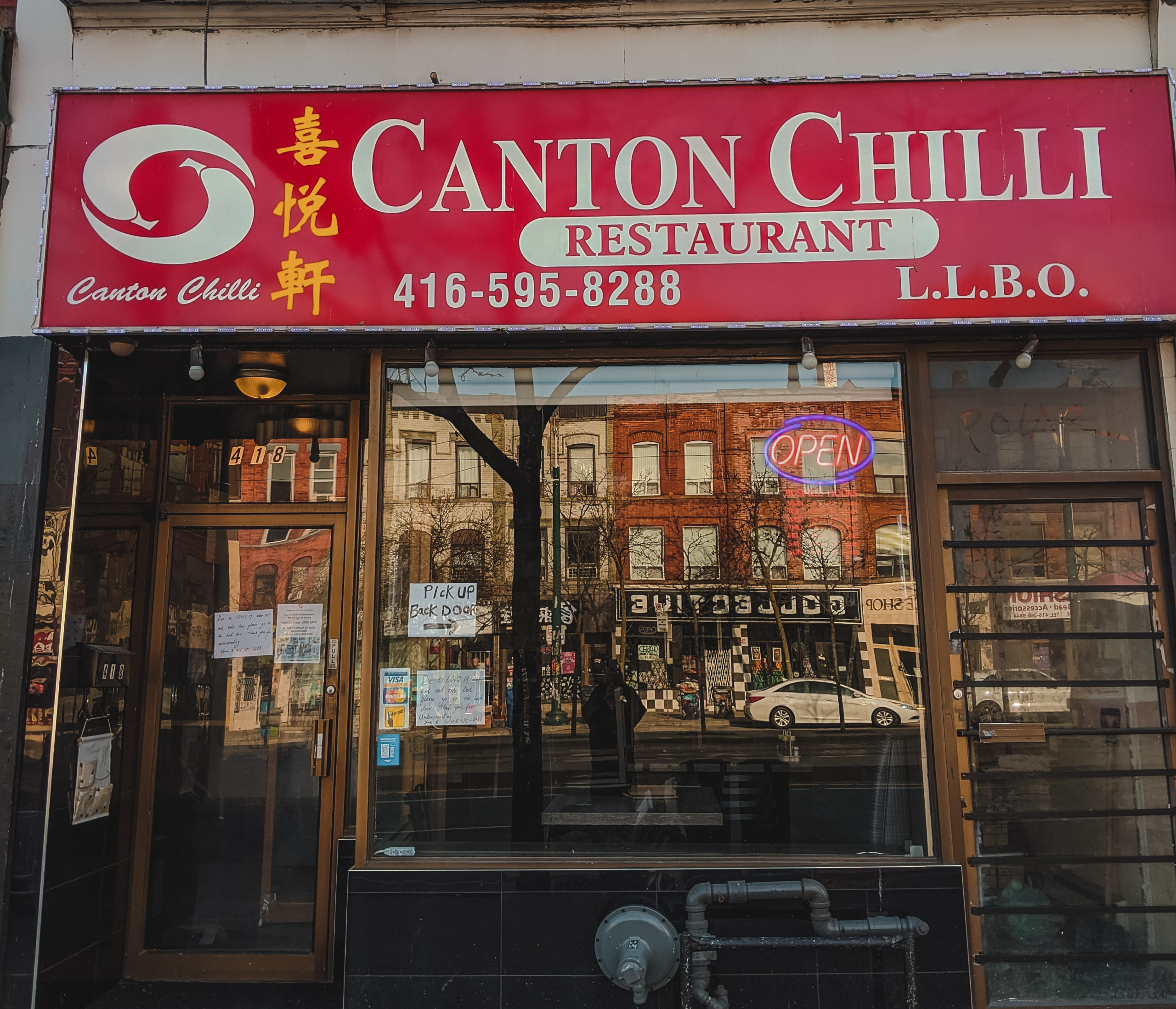 Exterior storefront of Canton Chilli in Toronto's Chinatown