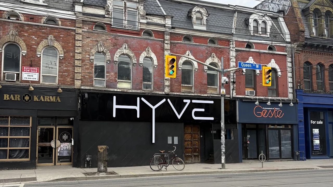 HYVE storefront on Queen Street West, 508 Queen W — former Velvet Underground room