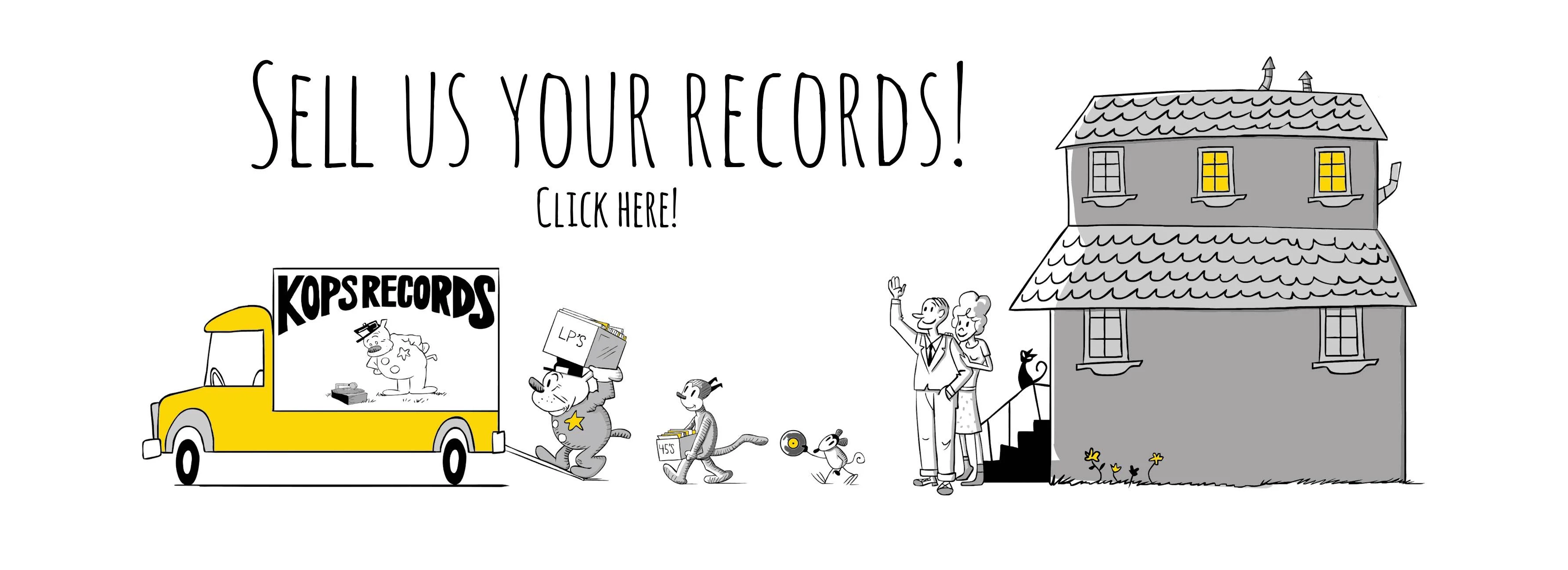 Official Kops Records 'Sell Us Your Records' banner from kopsrecords.ca