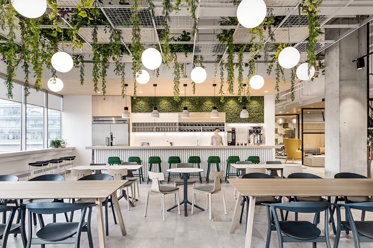 Lounge and workspace at Workplace One Peter Street in Toronto