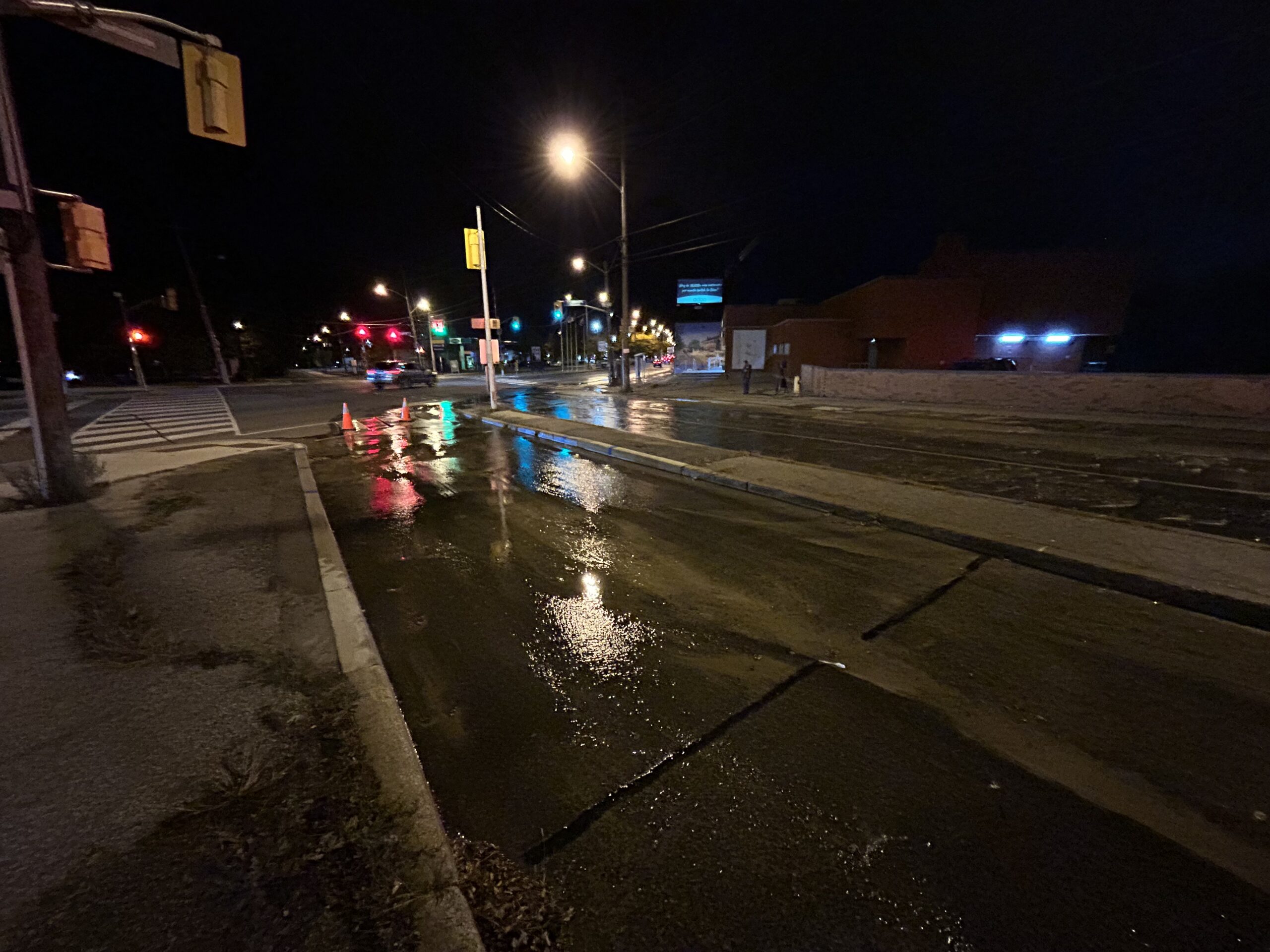 Watermain Break Opens a Sinkhole on Midland Avenue in Scarborough