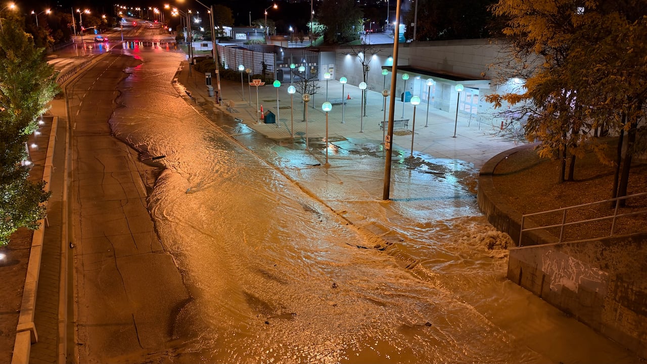 Water-main break closes an eastbound lane of Sheppard Avenue in North York