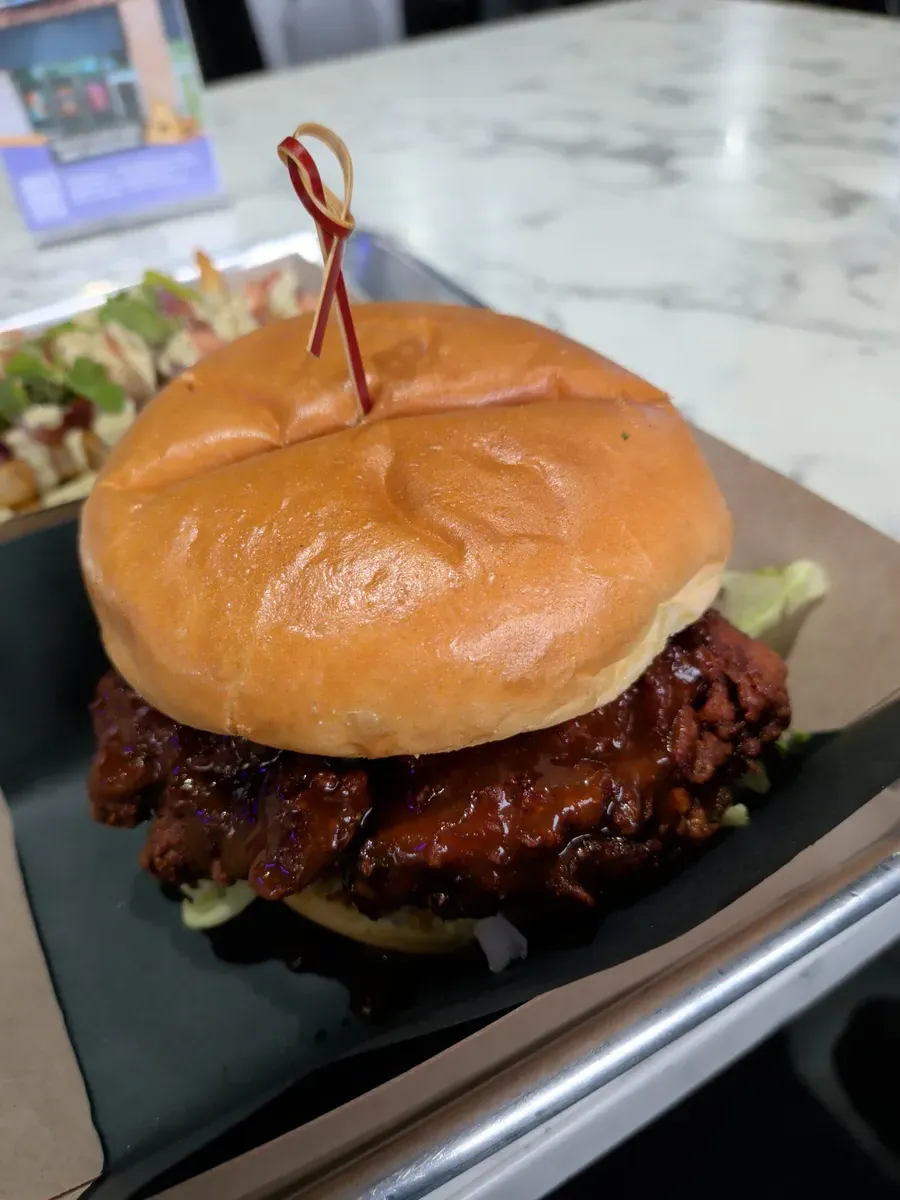 Close up of a burger