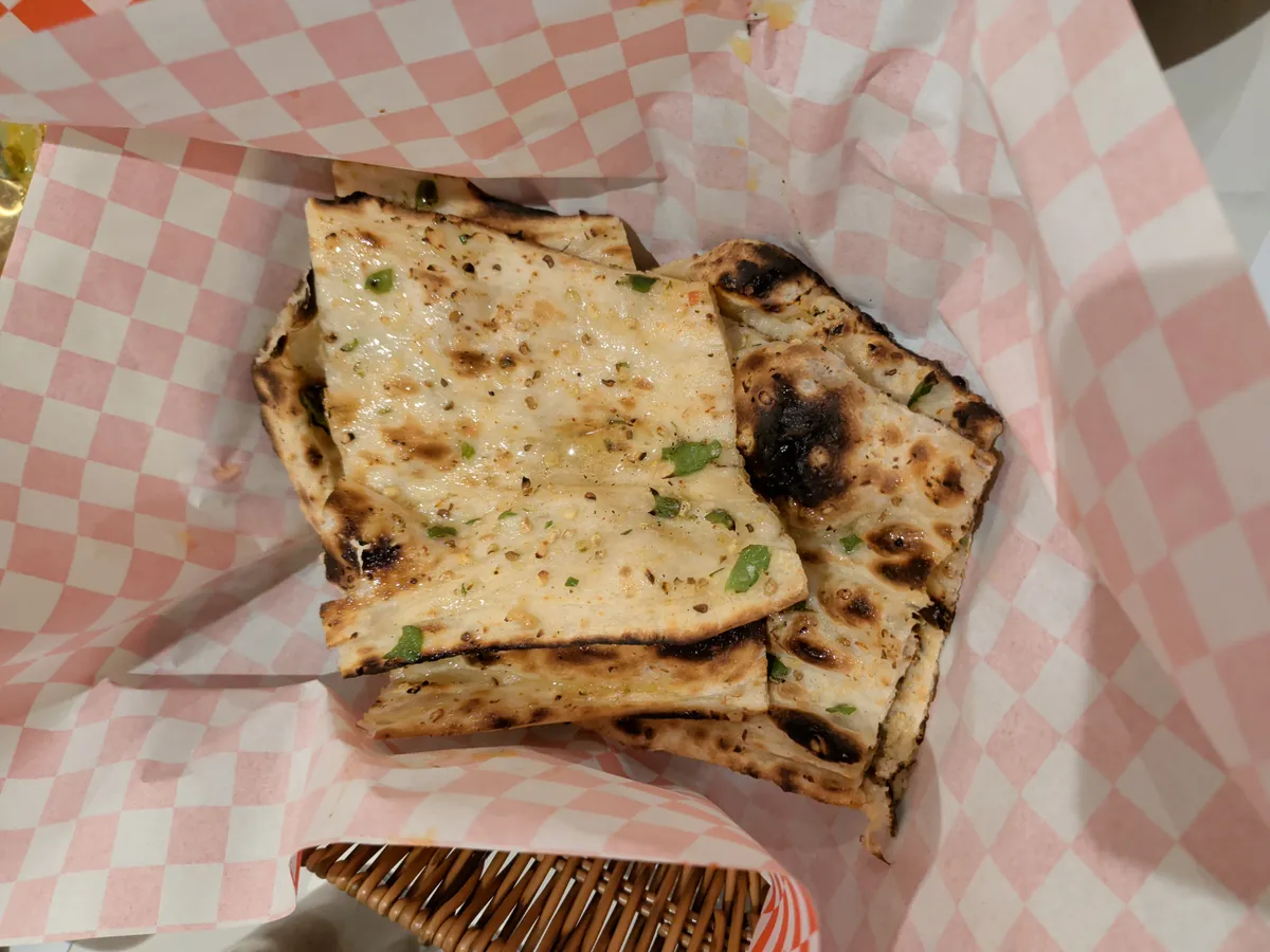 Basket of garlic naan